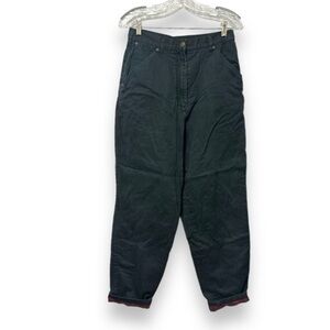 Vintage Woolrich Black High Rise Tapered Jeans Red Plaid Cuffs Womens Size Small